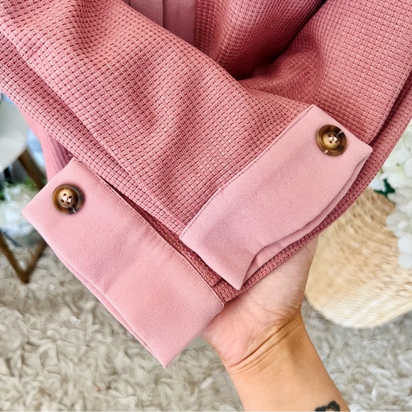 Dusty Pink Waffle Knit Shacket - Picture 2 of 9